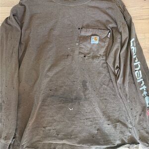 Carhartt Men's Distressed Brown Long Sleeve Tee